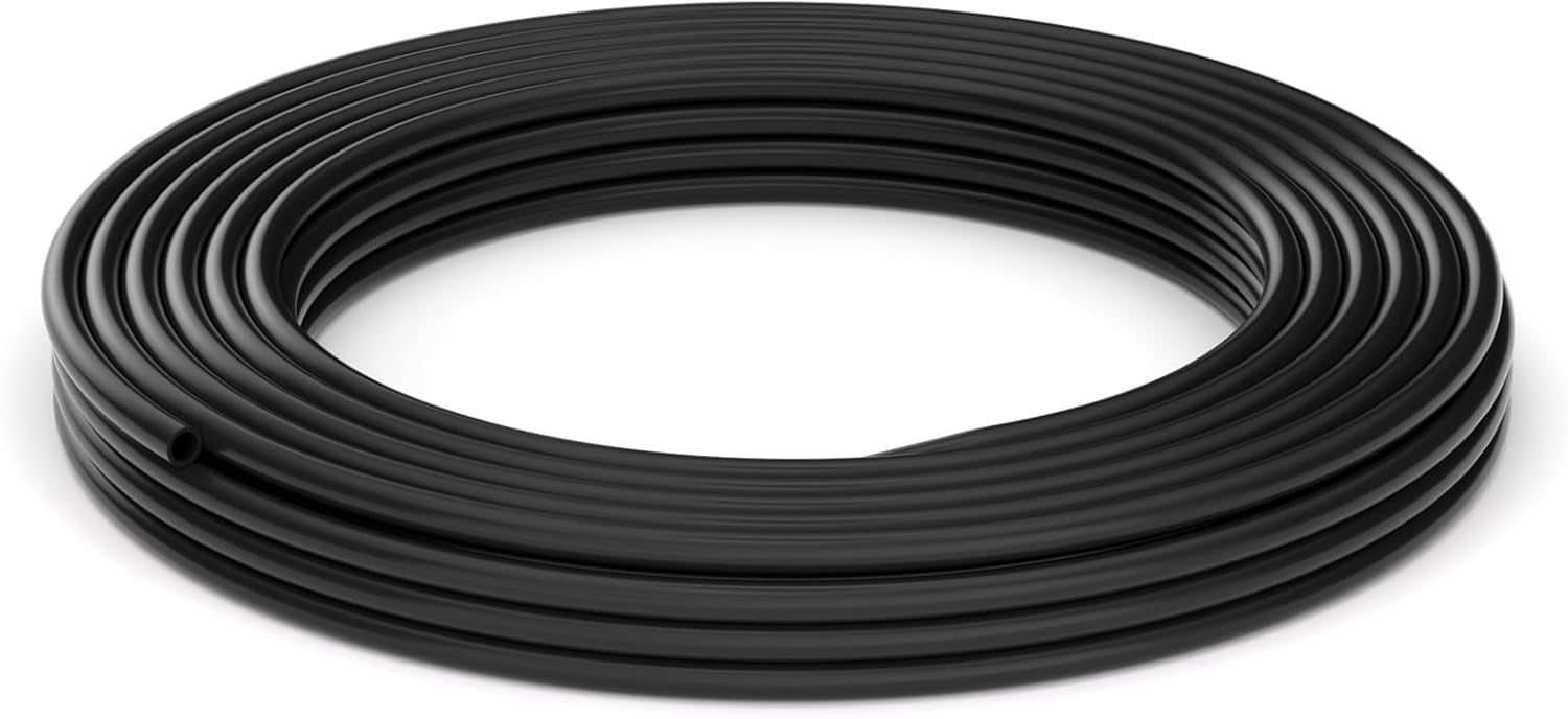 MKEUDQ-6mm x 4mm Black PU Polyurethane Pneumatic Tubing Pipe, Air Tube Hose Line for Air Compressor Fitting or Fluid Transfer (39.4ft 12 Meter)