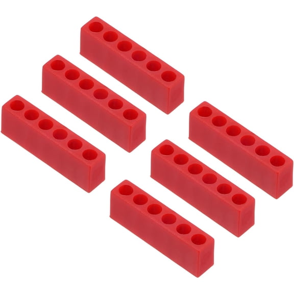 MKEUDQ-6pcs Plastic Hex Shank Screwdriver Bit Holder Organizer 6 Holes 5/32 Inch Plastic Drill Bits Storage Case for Any 5/32 Metal Driver Bits Use, Red