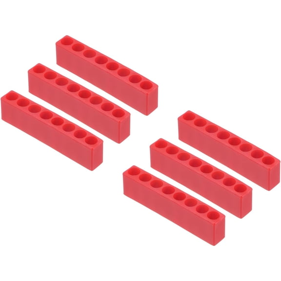 MKEUDQ-6pcs Plastic Hex Shank Screwdriver Bit Holder Organizer 8 Holes 1/4 Inch Plastic Drill Bits Storage Case for Any 1/4" Hex Shank Metal Driver Bits Use, Red