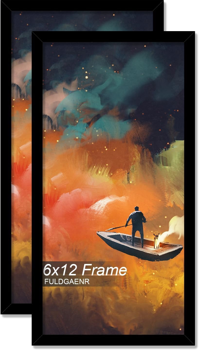 MKEUDQ-6x12 Picture Frame Set of 2, Black Frames for 6 x 12 Inch Photo ...