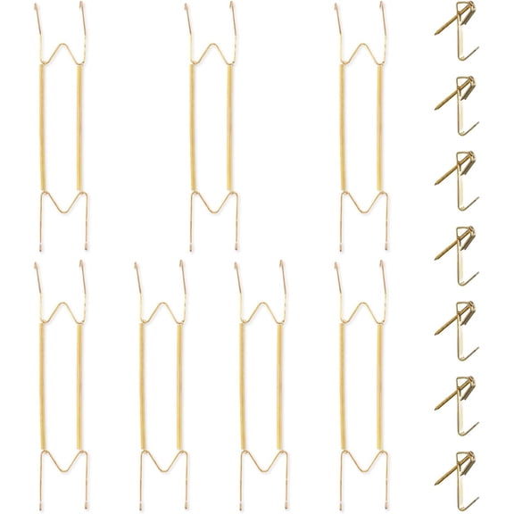 MKEUDQ-7 Pack Plate Hangers for The Wall, Suitable for 16-20 Inch Plates, Extra Large Heavy Duty Stainless Steel Invisible Wire Holders with Wall Hooks, Plate Hangers for Display