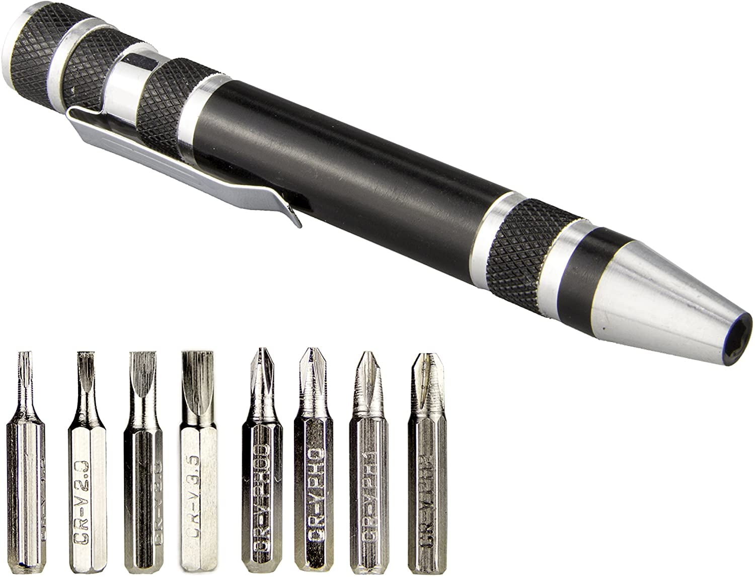 MKEUDQ-8 in 1 Mini Screwdriver Set Small Screwdrivers Pen Magnetic Repair Tools EDC Compact Precision Gadgets for Computer Eyeglasses Daily Home Improvement Use (Black)