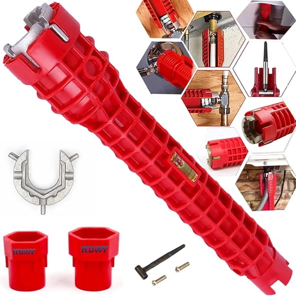 MKEUDQ-8 in 1Multifunctional Kitchen Faucet Sink Basin Wrench, Kitchen Drain Tub Removal nut Plumbing Plumber for Tight Spaces Installation and Repairs Tools