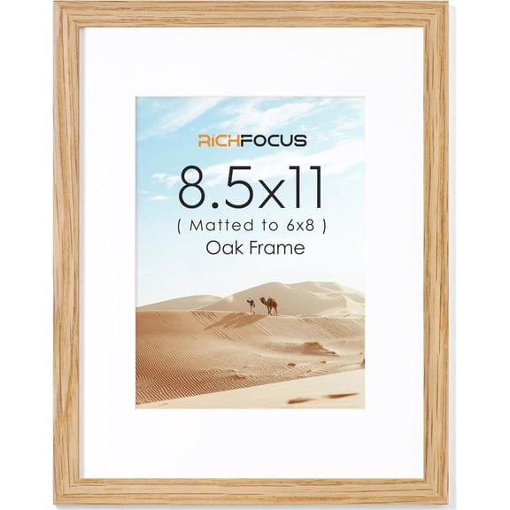 MKEUDQ-8.5 by 11 Picture Frame|Solid Oak Wood Diploma Frame with Mat for 6x8 for Diploma Wall Hanging|Natural Oak, 1 Pack