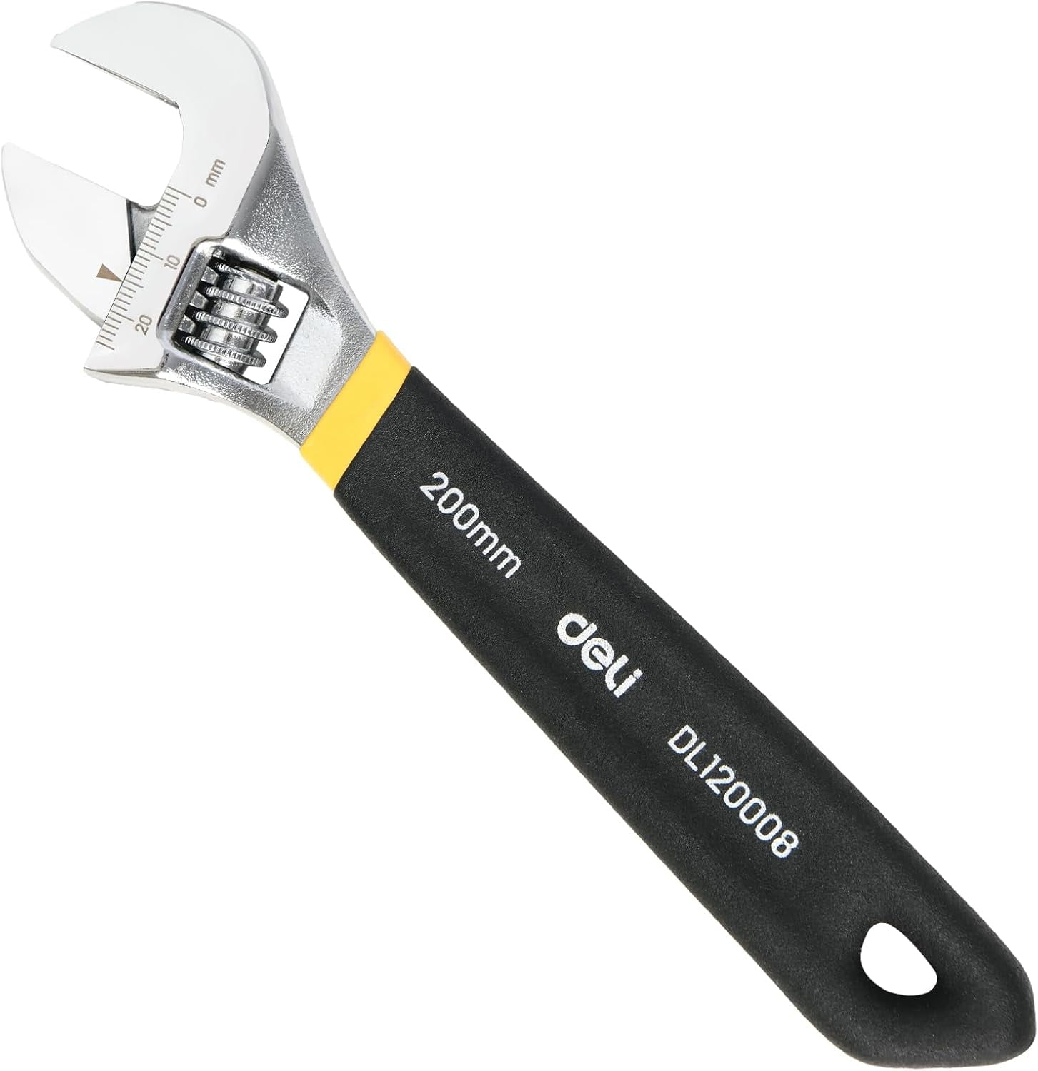 MKEUDQ-8" Adjustable Wrench Heavy-Duty Chrome Anti-Slip Grip, Smooth-Jaw, Cr-V Steel, Wide Opening for Plumbing & DIY