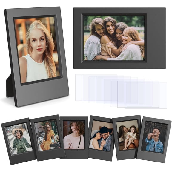 MKEUDQ-8 Pack 2x3 Mini Photo Frames for for Fuji Instax Mini 3 inch Picture/Polaroid 3-Inch Films - for Desktop Display Small Wallet Size Picture frame with Clear Protective Covers - Black
