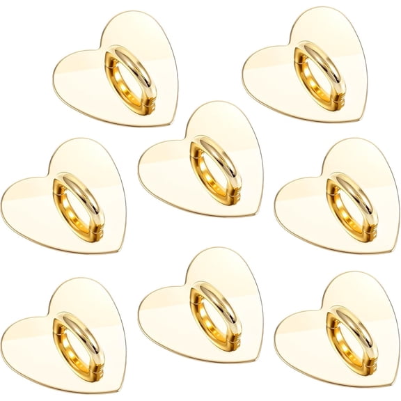 MKEUDQ-8 Pcs Cell Phone Finger Ring, Metal Phone Charm Rings Cute Cell Phones Accessories Finger Grip Sticky Metal Loop Stand for Cellphone Case Pad Tablet DIY Cellphone Case Supplies (Gold)