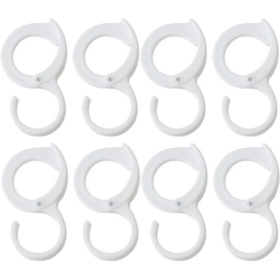 MKEUDQ-8 Pieces Adjustable S Shaped Clip Hook,Cross Bar Hook, Windproof Hook, Plastic Hooks Hanger for Home Office Workshop Exhibition (White)