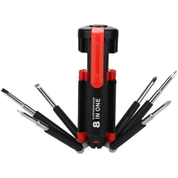 MKEUDQ-8 Screwdrivers in 1 Tool LED Torch Flashlight Useful Repair Tool