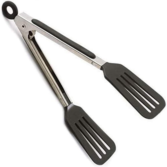 MKEUDQ-8" Stainless Steel Mini Slotted Spatula Locking Serving Tongs