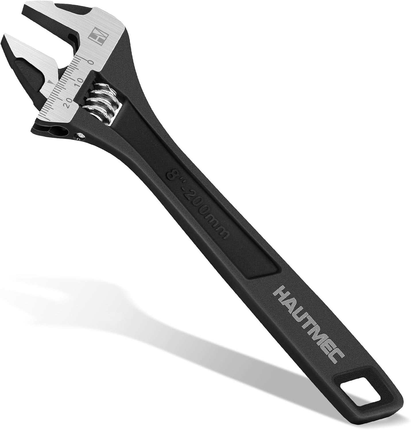 MKEUDQ-8 inch Adjustable Wrench Extra Wide Jaw Black Finish Adjustable Wrenches Drop-Forged CR-V Steel Metric & SAE Scales for Home Garage Workshop DIY