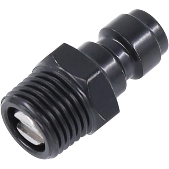 MKEUDQ-8mm Quick-Disconnect Plug Adapter, 1/8" NPT Male Thread, Foster PCP Airsoft Adapter Fittings, Black Zinc Plated Copper
