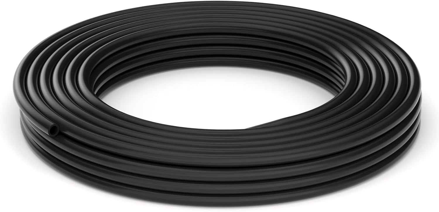 MKEUDQ-8mm x 5mm Black PU Polyurethane Pneumatic Tubing Pipe, Air Tube Hose Line for Air Compressor Fitting or Fluid Transfer (39.4ft 12 Meter)