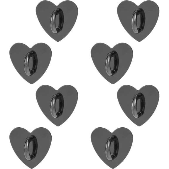 MKEUDQ-8pcs Cell Phone Ring Holder, Cute Heart Phone Charm Hooks Adhesive Smartphone Finger Ring Stand Sticky Metal Loop Grip for Cellphone Case Pad Tablet DIY Accessories (Black)