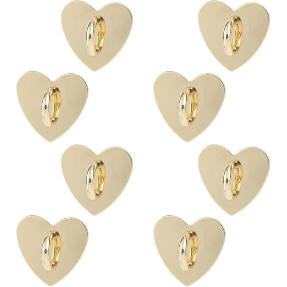 MKEUDQ-8pcs Cell Phone Ring Holder, Cute Heart Phone Charm Hooks Adhesive Smartphone Finger Ring Stand Sticky Metal Loop Grip for Cellphone Case Pad Tablet DIY Accessories (Gold)