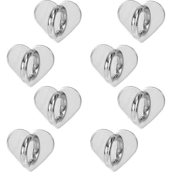 MKEUDQ-8pcs Heart Cell Phone Ring Holder, Cute Phone Charm Hooks Adhesive Smartphone Finger Ring Grip Sticky Metal Loop Stand for Cellphone Case Pad Tablet DIY Accessories (Silver)