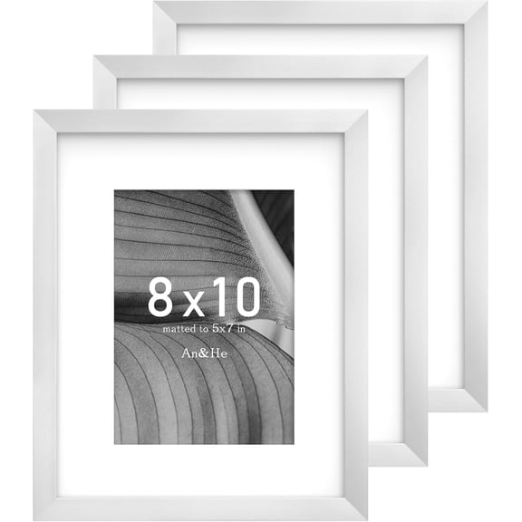 MKEUDQ-8x10 Picture Frame, Silver Photo Frame for Tabletop and Wall Display, Minimalist Design, Set of 3