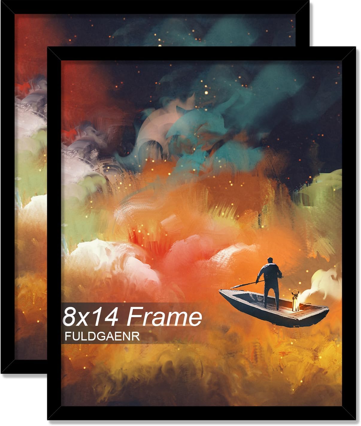MKEUDQ-8x14 Picture Frame Set of 2, Black Frames for 8 x 14 Inch Photo ...