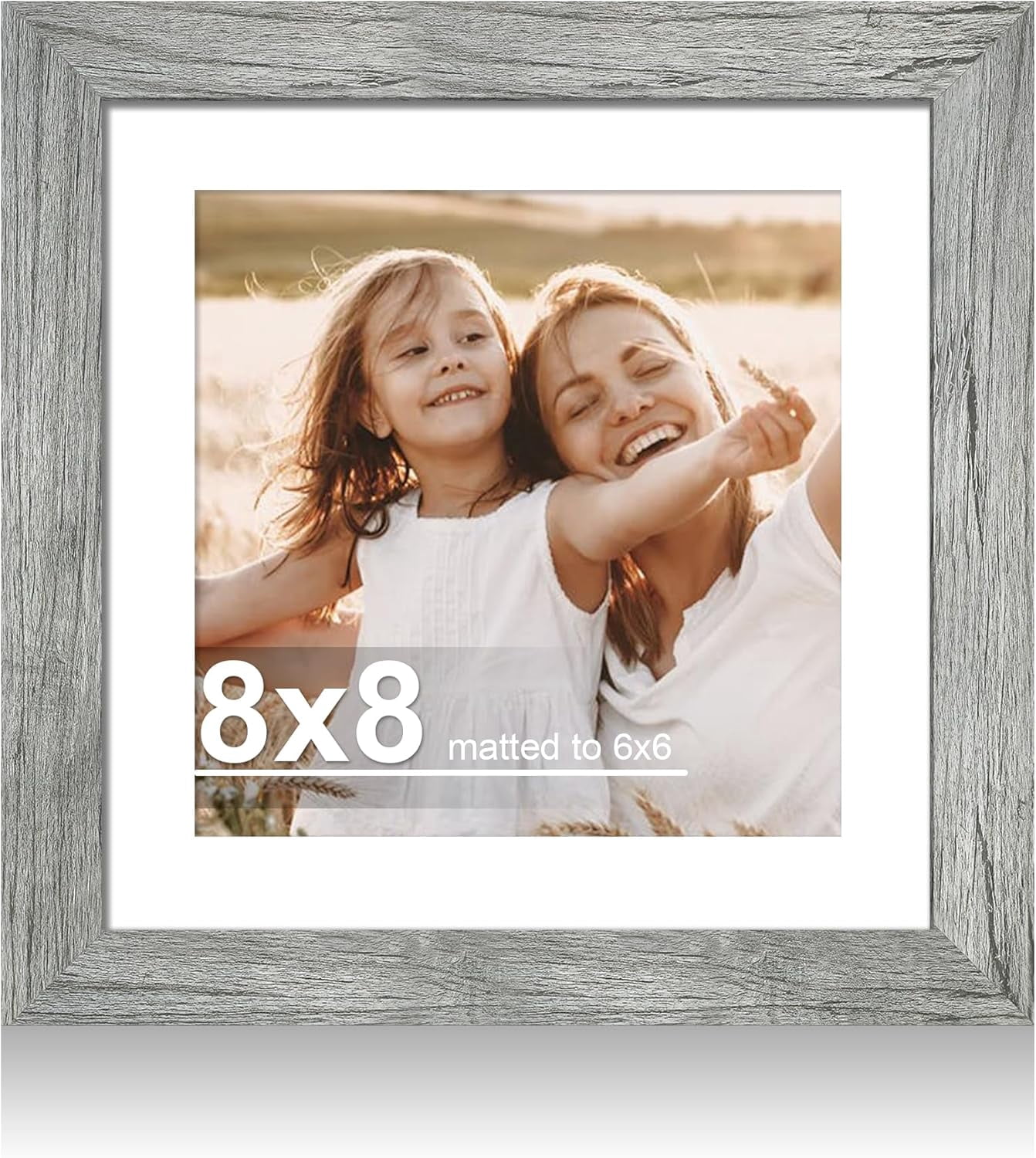 MKEUDQ-8x8 Picture Frame with Glass, Display Pictures 6x6 with Mat or 8 ...