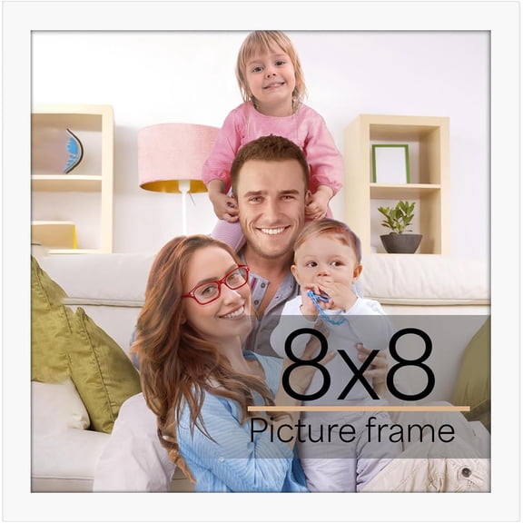 MKEUDQ-8x8 Picture Frame White, 8 by 8 Thin Square Photo Frame for Gallery Wall Tabletop Display, Single