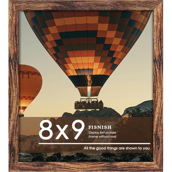 MKEUDQ-8x9 Picture Frame, Wall Hanging Square Photo Frame or Tabletop Display Frame, Brown, 1 Pack