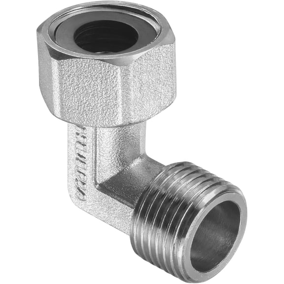 MKEUDQ-90 Degree Elbow - Pipe Fitting 90 Degree, L Shape Pipe Fitting with Sealing Gasket, Apply to Air Water Gas, (G1/2 Male to Female Thread, Silver)