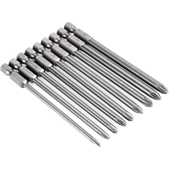 MKEUDQ-9Pcs Magnetic Long Phillips Screwdriver Bits 1/4" Hex Shank Cross Screw Head Screwdrivers Bit Set, 3.94 Inch (100mm) Length