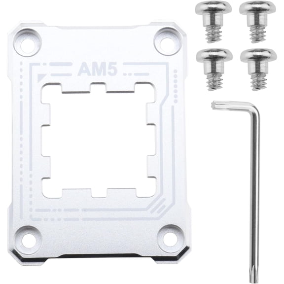 MKEUDQ-AM5 CPU Holder AM5 Anti-Bending Contact Frame with 4Pcs Screws & 1x Screwdriver Corrective Anti-Bending Fixing Frame 75x56mm/ 2.95x2.2in Silver