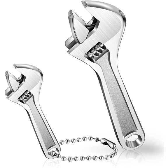 MKEUDQ-Adjustable Spanner Mini Nut Wrench Silver Shifting Spanner Wrench Small Adjustable Wrench with Chain Hand Knurl Tool for Repair Maintenance Automotive Car (2, 2.5 Inch, 4 Inch)