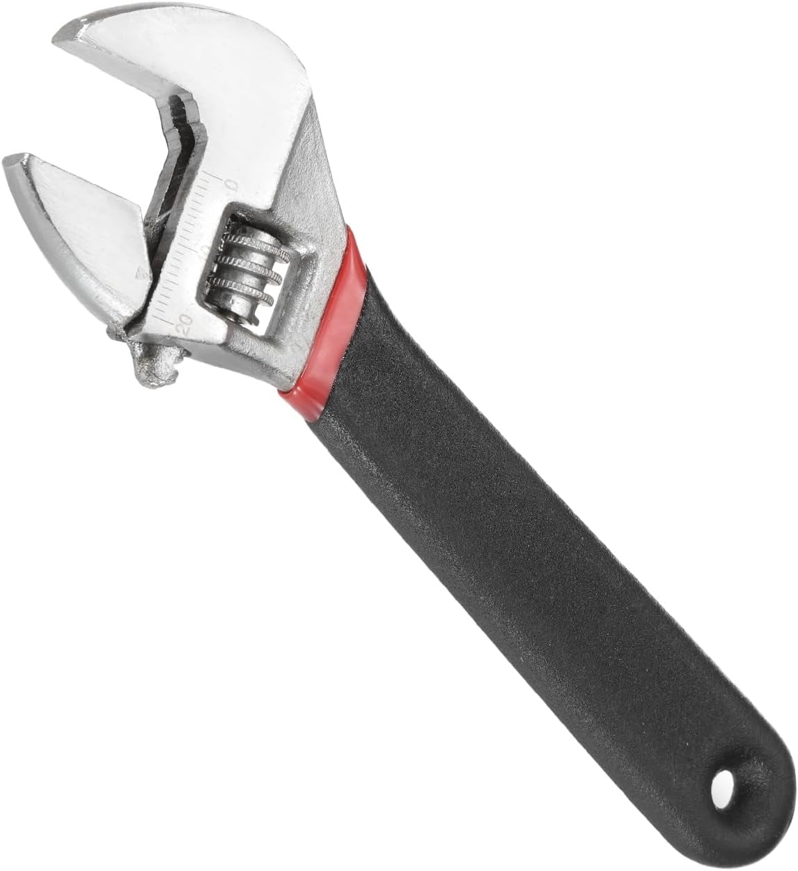 MKEUDQ-Adjustable Wrench 6" High Carbon Steel Industrial Wide Jaw Wrench Adjustable Repairs Spanner Tool with Graduated Scale for Home Garage Workshop Plumbing, Black-Red