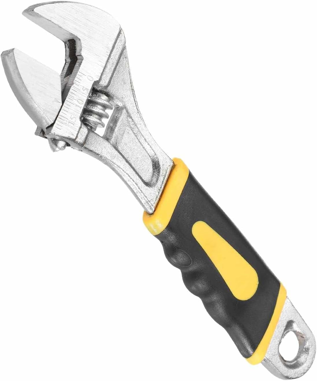 MKEUDQ-Adjustable Wrench 6" High Carbon Steel Industrial Wide Jaw Wrench Adjustable Repairs Spanner Tool with Graduated Scale for Home Garage Workshop Plumbing, Yellow-Black