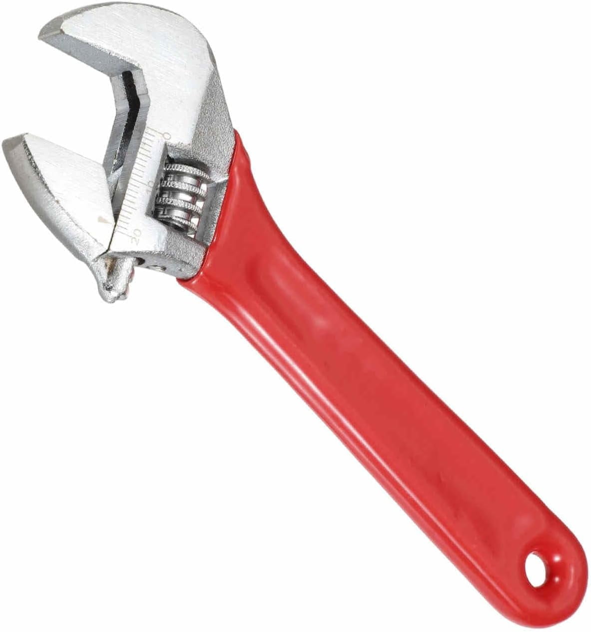 MKEUDQ-Adjustable Wrench 6" High Carbon Steel Industrial Wide Jaw Wrench Adjustable Repairs Spanner Tool with Graduated Scale for Home Garage Workshop Plumbing, Red