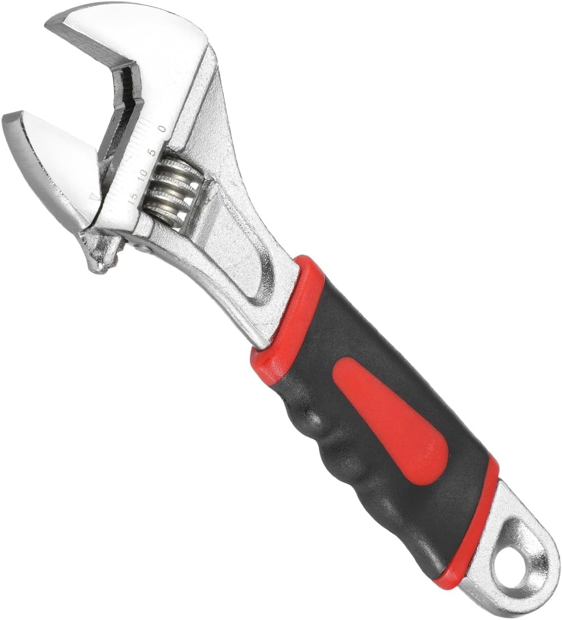 MKEUDQ-Adjustable Wrench 6" High Carbon Steel Industrial Wide Jaw Wrench Adjustable Repairs Spanner Tool with Graduated Scale for Home Garage Workshop Plumbing, Red-Black