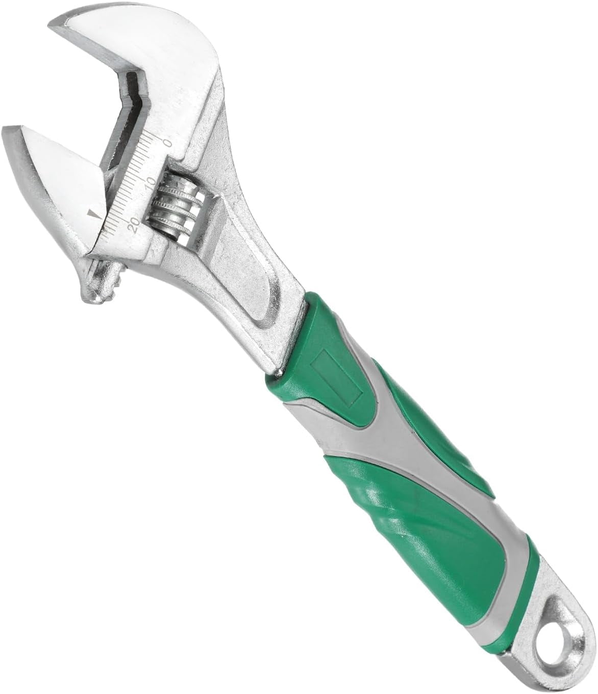 MKEUDQ-Adjustable Wrench 6" High Carbon Steel Industrial Wide Jaw Wrench Adjustable Repairs Spanner Tool with Graduated Scale for Home Garage Workshop Plumbing, Green-Gray
