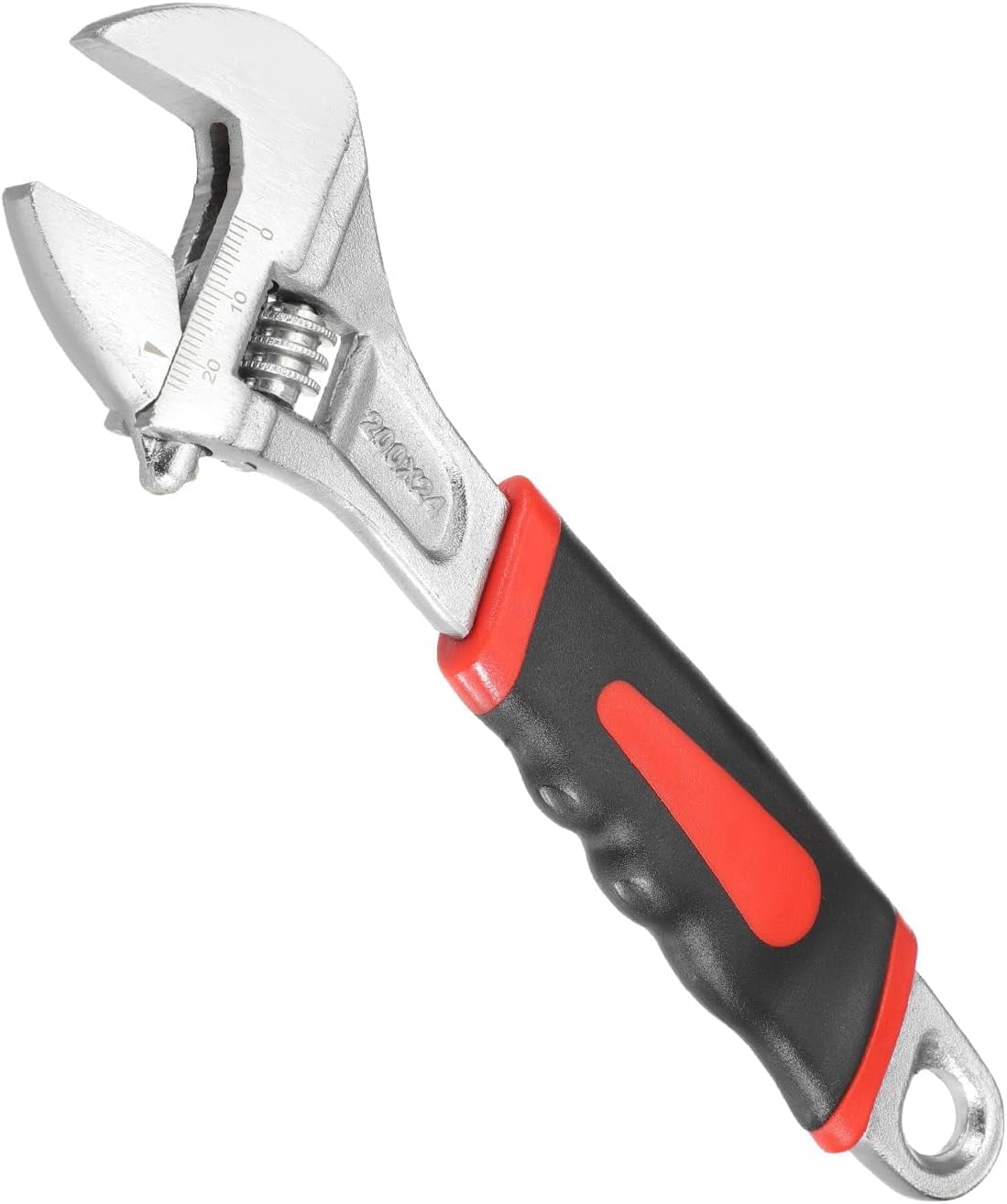 MKEUDQ-Adjustable Wrench 8" High Carbon Steel Industrial Wide Jaw Wrench Adjustable Repairs Spanner Tool with Graduated Scale for Home Garage Workshop Plumbing, Red-Black