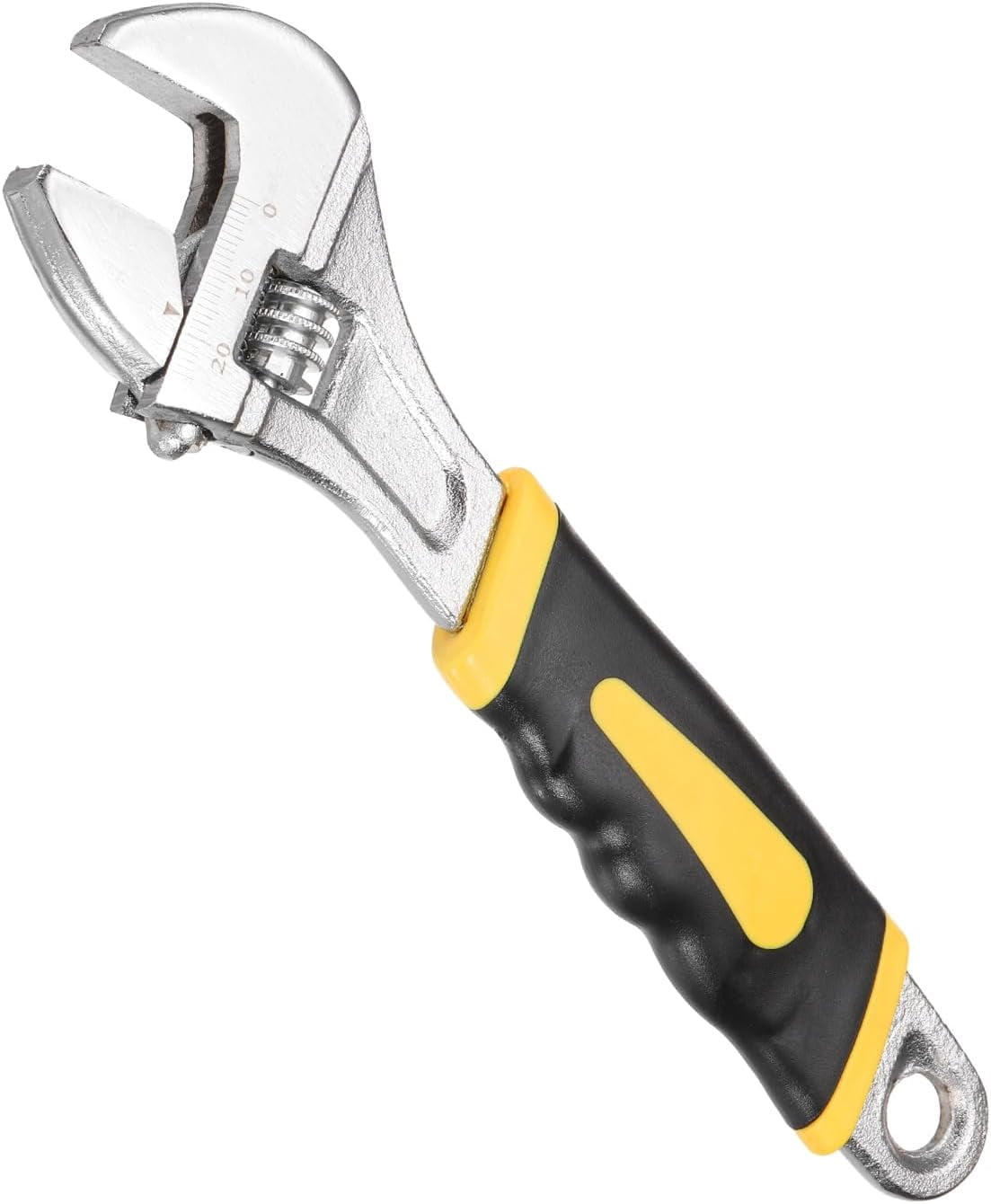MKEUDQ-Adjustable Wrench 8" High Carbon Steel Industrial Wide Jaw Wrench Adjustable Repairs Spanner Tool with Graduated Scale for Home Garage Workshop Plumbing, Yellow-Black