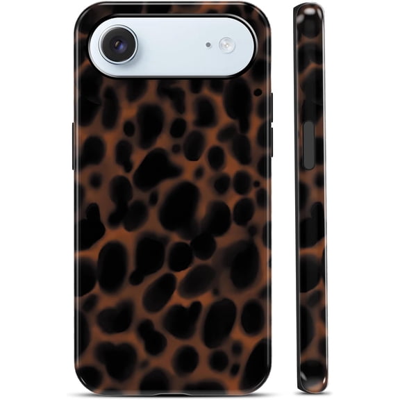 MKEUDQ-Aesthetic Tortoise Shell Retro Phone Case for iPhone Air 6.5",Amber Brown Leopard Stylish Classic Cool Cheetah Cover for Women Men,Soft Hard PC Protective Slim Shockproof Cases for iPhone Air