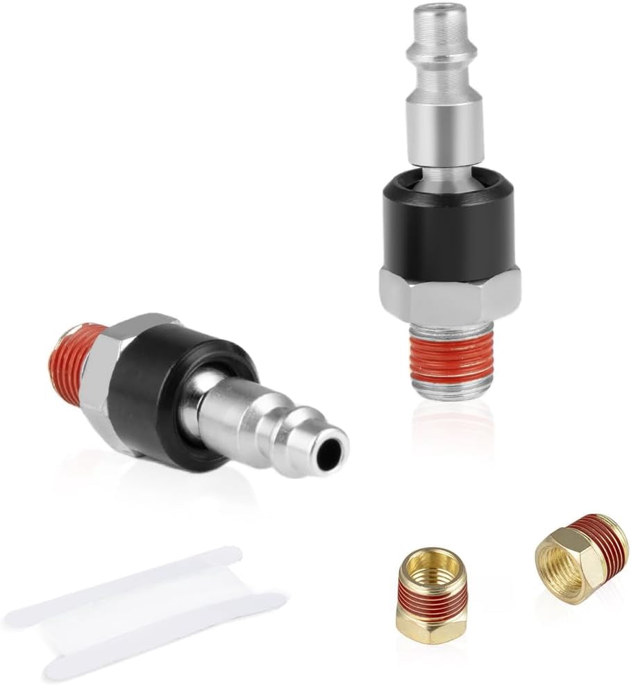 MKEUDQ-Air Hose Fittings, 2 Pieces 1/4 Inch NPT Industrial Swivel Air Plug, 360° Swivel Male Pre-Coated Air Hose Fittings, Air Compressor Accessories
