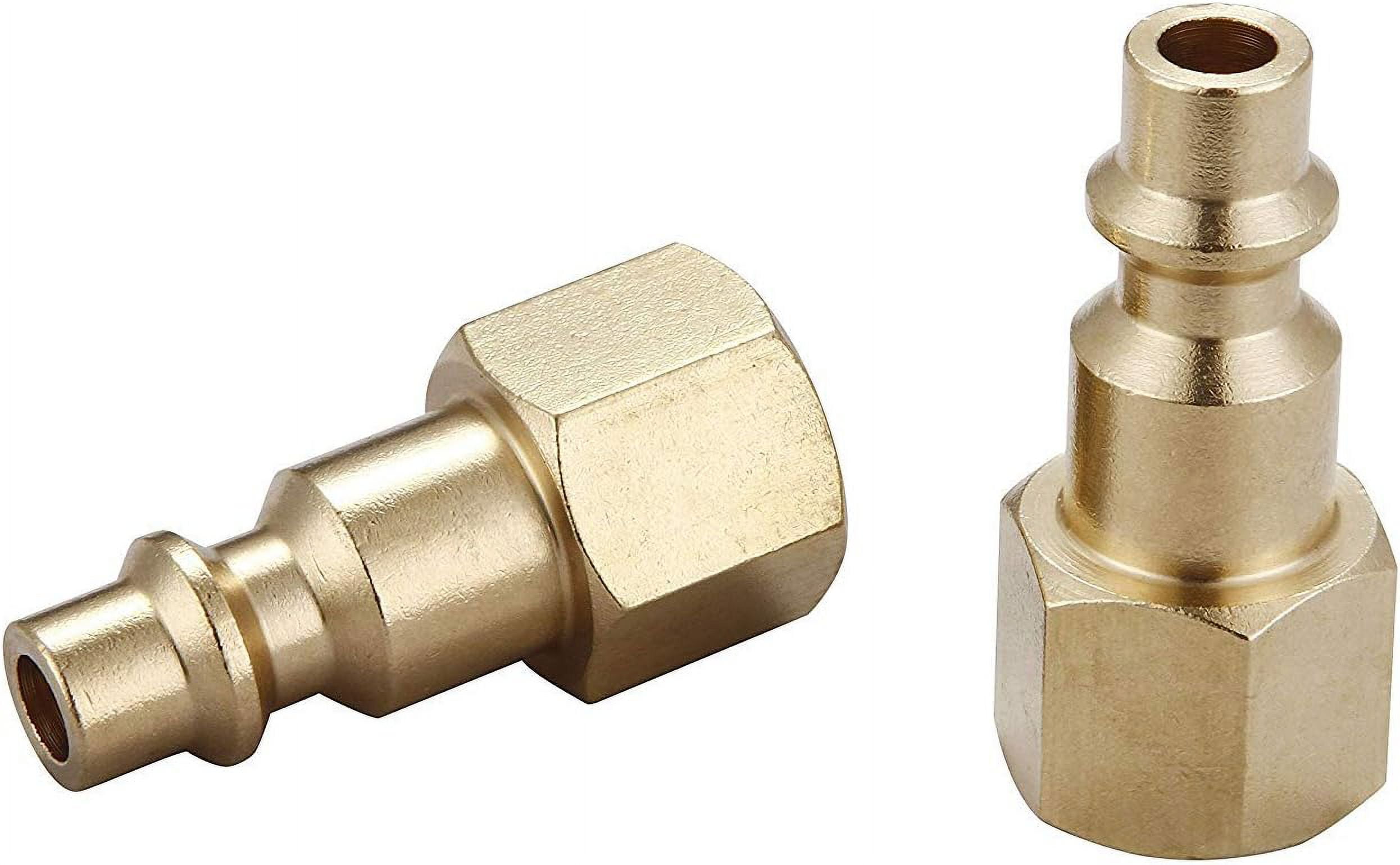MKEUDQ-Air Hose Fittings And Air Coupler Plug, Air Compressor Quick-Connect FNPT Female Plug Kit (Industrial Type D, 1/4-Inch NPT Female Thread, Solid Brass, 2 Piece)