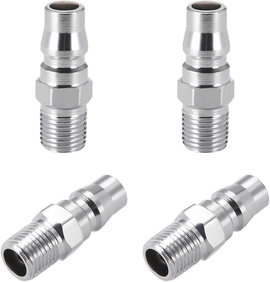 MKEUDQ-Air Tool Pressure Washer Male High Flow Hose Plug G1/4 Nipple Quick Coupler Connect Fitting 4pcs