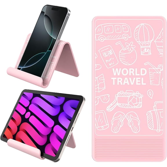 MKEUDQ-Airplane Phone Holder Mount, Travel Essentials Flexible Phone Holder, Airplane Tablet Holder for Flying, Desk, Compatible with iPhone, Smartphone, Tablet, Pink