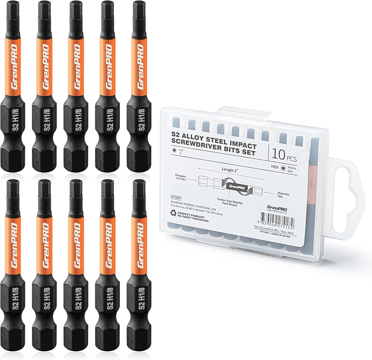 MKEUDQ-Allen Wrench Drill Bit Set?Impact Hex Head Screwdriver Bit Set?1/4\u201d Hex-Shank S2 Steel Hex Bits Set, CNC 2\u201d Long 10pcs (1/8) Magnetic Driver Bit with Storage Box