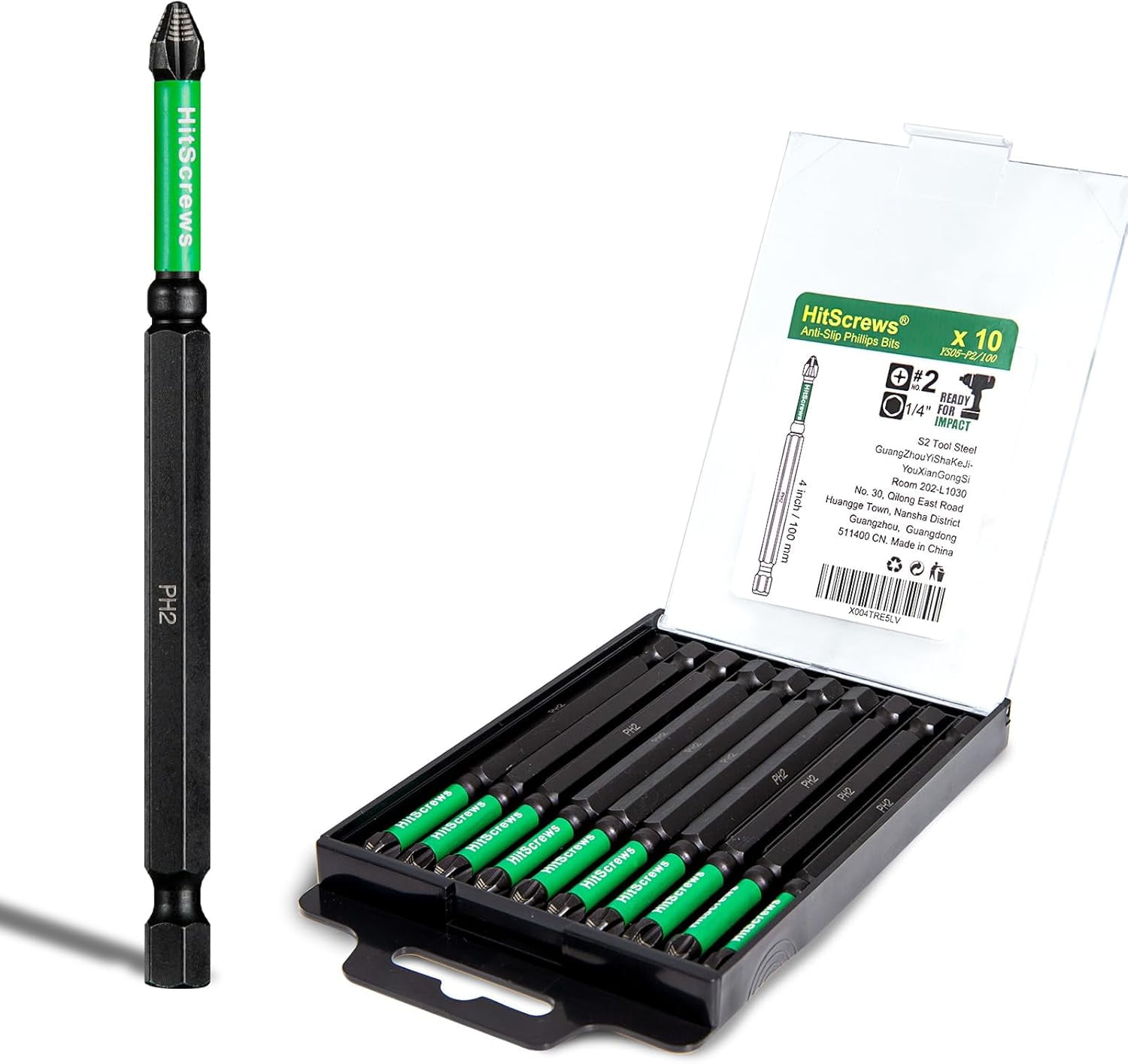 MKEUDQ-Anti Slip Magnetic Phillips #2 Screwdriver Bits-4 Inch, New Precision Laser-Etched Micro-Slip Grip, Impact Resistant S2 Steel PH2 Impact Driver Bits For Heavy-Duty Repairs and Assembly | 10 Pa