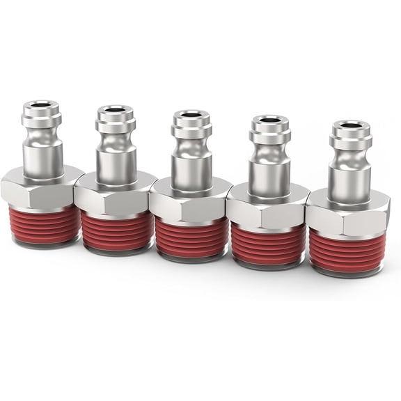 MKEUDQ-Automotive T-Style Air Plug, 1/4" Body Size, 1/2" NPT Male Pneumatic Plugs, Air Compressor Accessories Fittings(5-PACK)