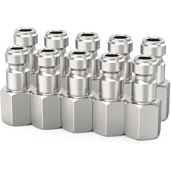 MKEUDQ-Automotive T-Style Air Plug, 1/4" NPT Female Pneumatic Plugs, Air Compressor Accessories Fittings(10-PACK)