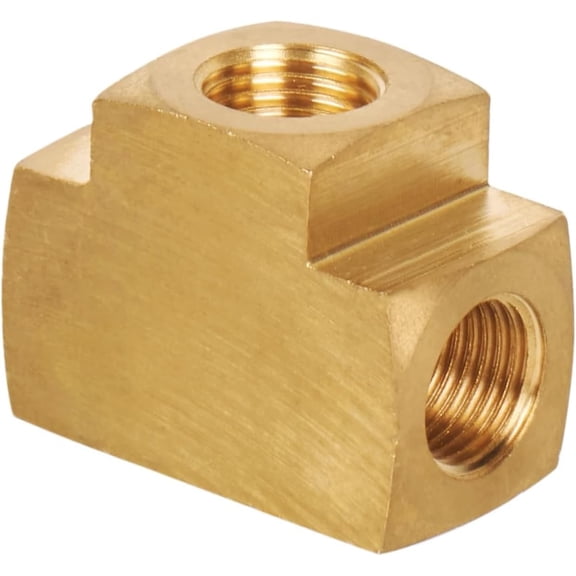 MKEUDQ-Barstock Tee 1/4" 1/4" 1/4" NPT Female, Brass Pipe Fitting, 3 Way Brass T Connector for Propane, Oil, Gas, Air Flow Systems, Corrosion Resistant, 1200 PSI Rated, 1 Pack