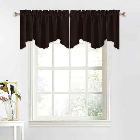 MKEUDQ-Bathroom Curtain Valances - 52 x 18 inches Rod Pocket Privacy Valance for Kitchen/Bay Window/Nursery/Boys Bedroom (Toffee Brown, Double Pieces)