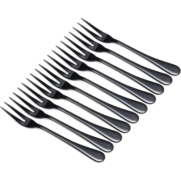 MKEUDQ-Black Crab Stainless Steel Forks,Escargot Fork 2 Prong Tasting Appetizer Forks Portable Cocktail Salad Fruit Forks for Party Travel,Set of 10, 5 Inches (10 Pcs)