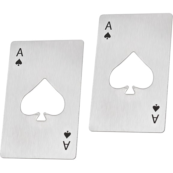 MKEUDQ-Bottle Opener Card 2 Pcs - Beer Opener with Stainless Steel - Ace of Spades Bottle Opener - Beer Bottle Opener for Bar, Restaurant, Bartender and Kitchen