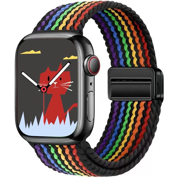 MKEUDQ-Braided Solo Loop Compatible with Apple Watch Band 38mm 40mm 41mm 42mm 44mm 45mm 46mm 49mm for Women Men, Adjustable Magnetic Straps Elastic Sport Wristbands for iWatch Series 11 10 9 8 7 6 5